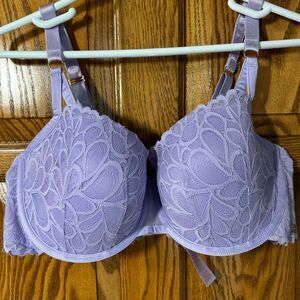 Savage X Fenty Bra 40DDD Lavender Purple Floral Lace Balconette Underwire Lined
